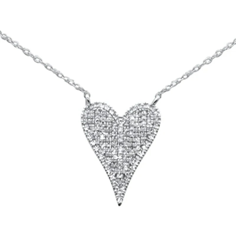 14K Gold Diamond Heart Pendant Necklace 18"