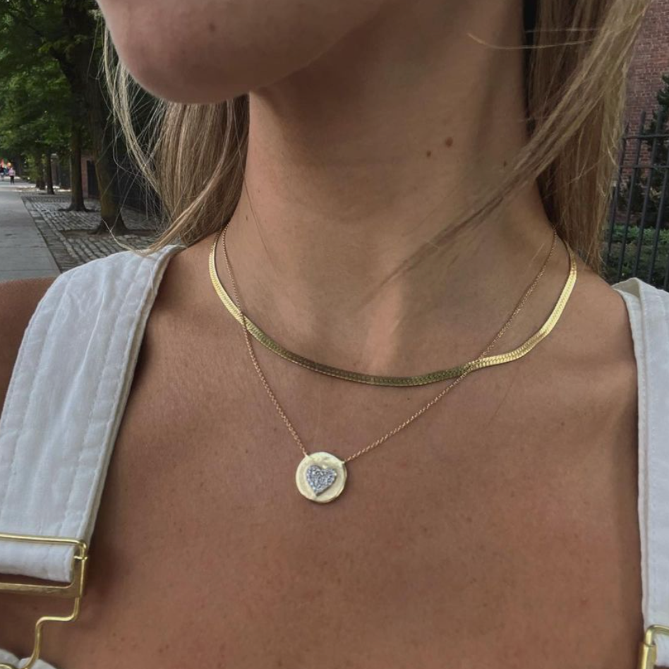 Diamond Heart Plate Necklace