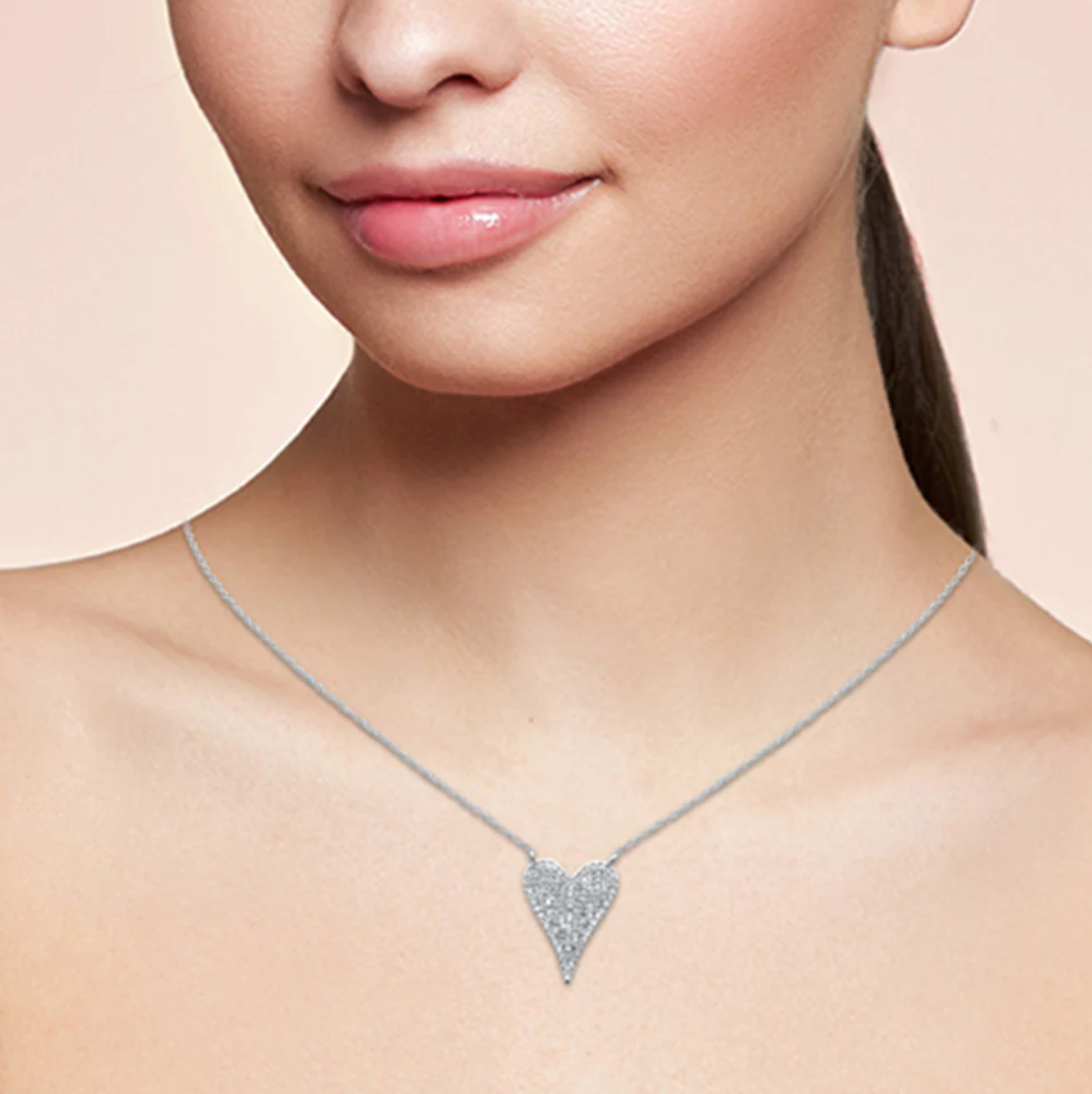 14K Gold Diamond Heart Pendant Necklace 18"