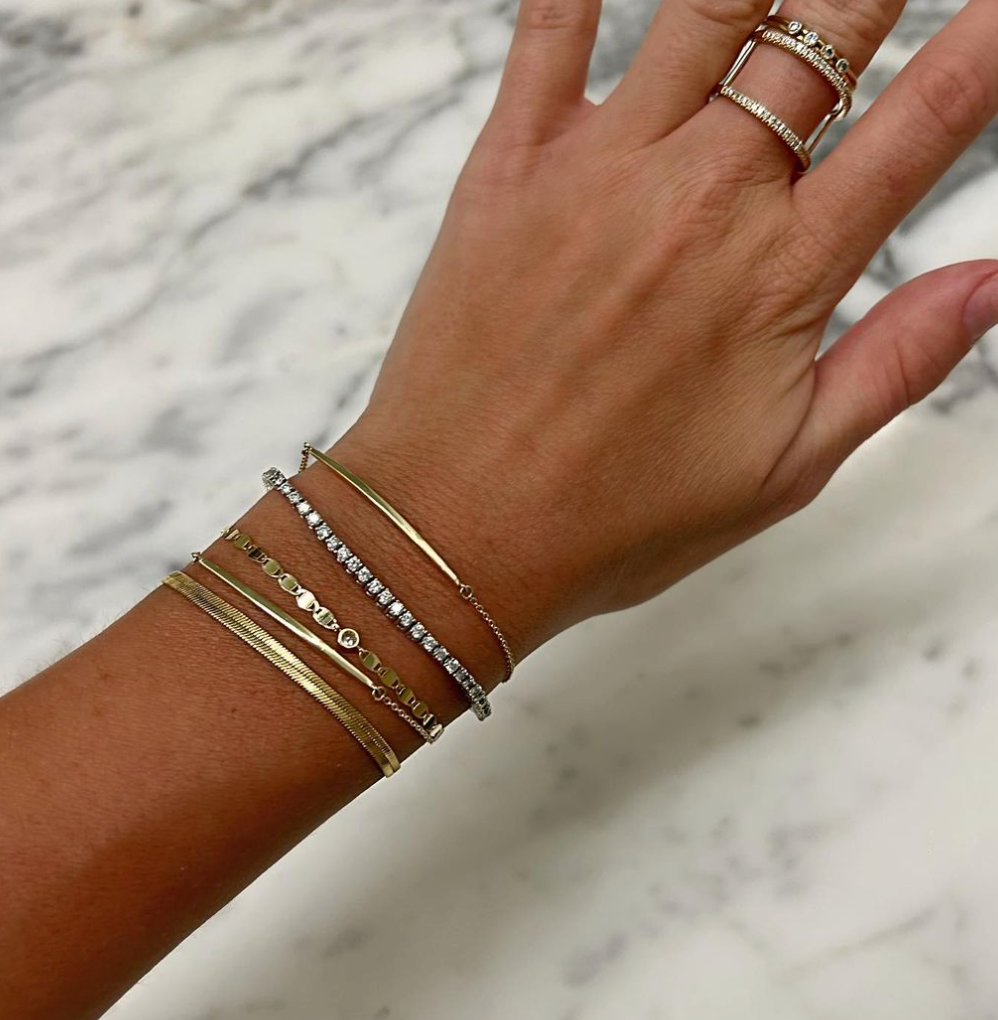 Curved Gold Bar Bracelet