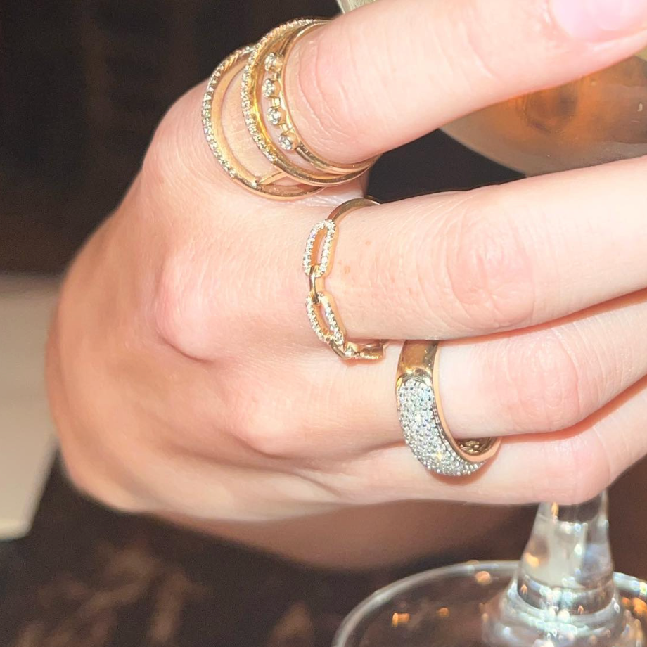 Gold Bubble Pave Diamond Ring