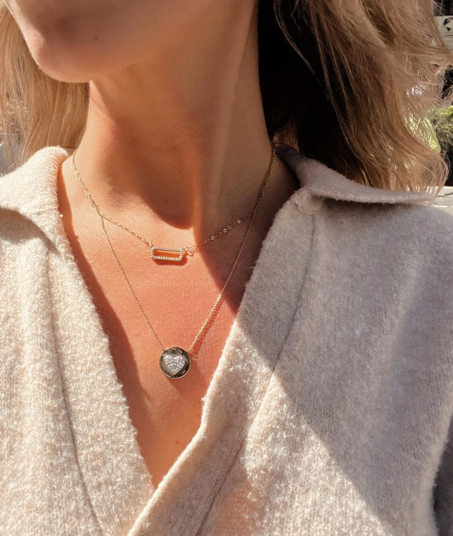 Diamond Heart Plate Necklace