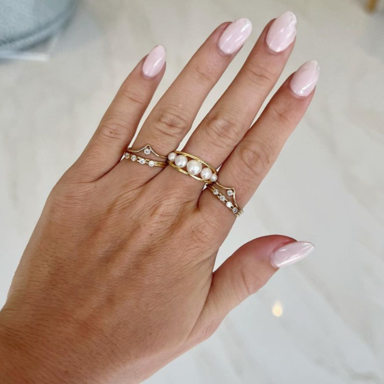 Stackable Gold Pearl Ring