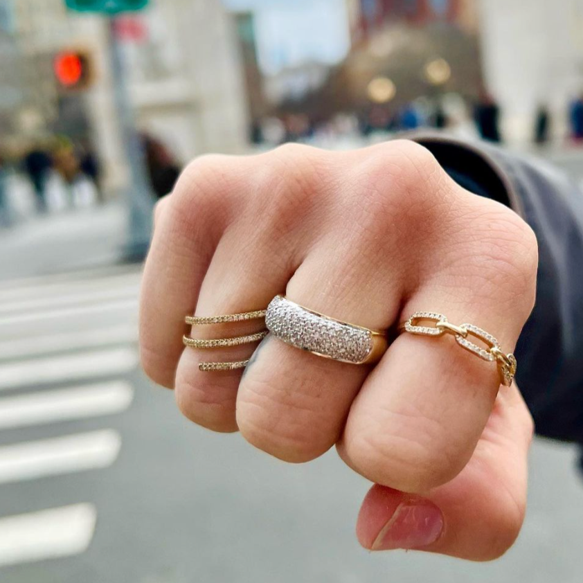 Gold Paperclip Link Diamond Ring