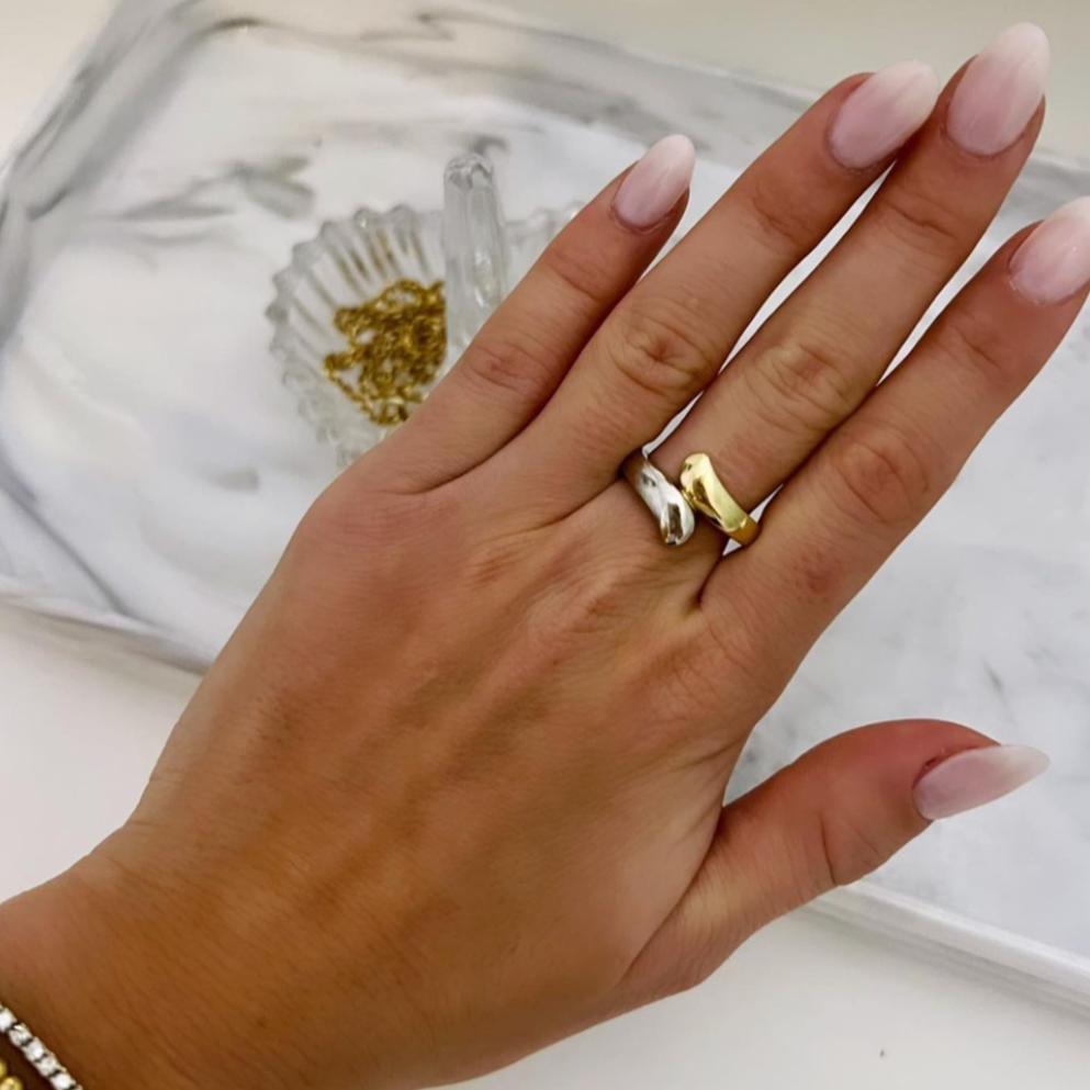 White and Yellow Gold Two Metal Ring